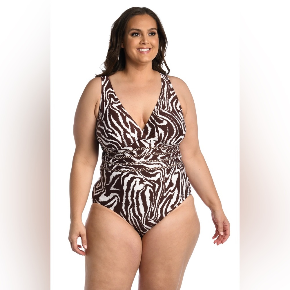 La Blanca Fierce Lines Multi-Strap Cross-Back One Piece